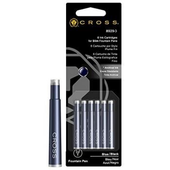 Cross 8929-3 - Pack de 6 cartuchos de tinta para pluma, color azul/negro