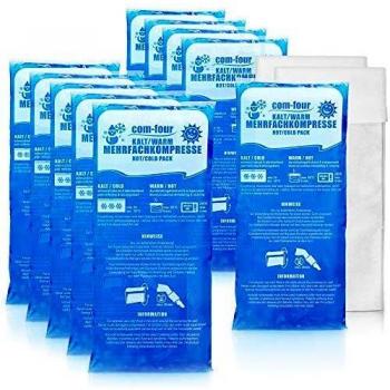 com-four® 10x Compresa múltiple Grande con Forro Polar, Compresas frías y Calientes, 29 x 12 cm - Apto para microondas