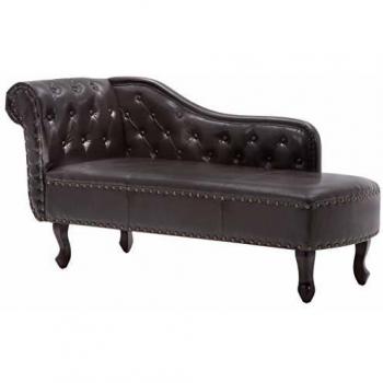 vidaXL Diván Elegante de Cuero Artificial Marrón Oscuro Chaise Lounge Sofá