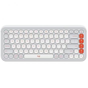 Teclado Inalámbrico Logitech POP Icon Keys - Bluetooth LE, QWERTY US Internacional, Color Blanco y Naranja