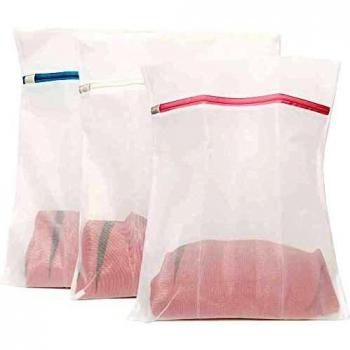 Juego de 3 Extra Grande bolsas para lavadora, 50 x 40 cm,Bolsa de lavandería de Malla, Lavado de Red Reutilizable con Cremallera（3XL)