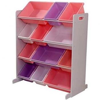 KidKraft- Mueble clasificador y organizador de juguetes con 12 contenedores en colores pastel y blanco para cuarto infantil Sort It & Store It , Color Pastel y Blanco