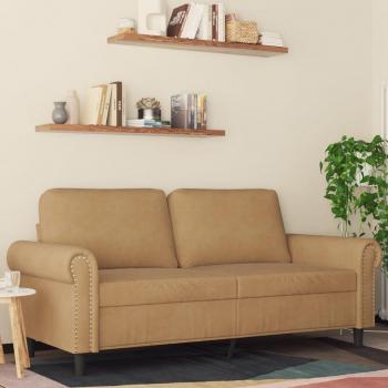 Sofá 2 plazas terciopelo marrón 140 cm