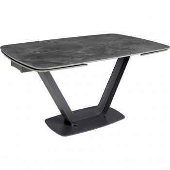 Mesa Comedor Extensible Ovalada Barril Mármol Porcelánico ANGEL CERDÁ 1132C, Color Negro, Material Mármol Porcelánico, Dimensiones Ø160/200/240 x 100 x 76 cm