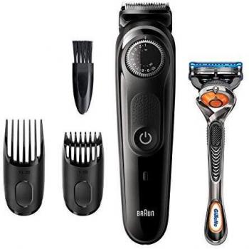 Braun Recortadora de Barba BT5242, Máquina Cortar Pelo, Recortadora de Barba y Cortapelos para Hombre, Cuchillas Afiladas de Larga Duración, Color Negro/Gris