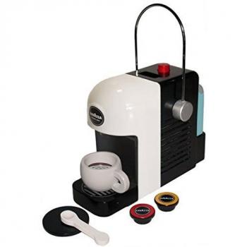 Cafetera de Juguete Lavazza Tanner 0994.1 - Máquina de Café de Madera con Funciones Realistas, Color Blanco, 8 x 22 x 17 cm