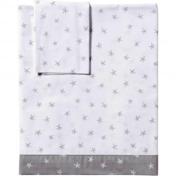Praia Stella - Juego de sábanas tríptico para cuna 70 x 140 cm, color blanco y gris