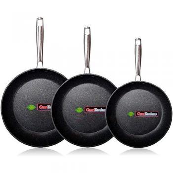 Set de 3 Sartenes Wecook EcoChef Titanio 20-24-28 cm Aluminio Forjado, Inducción, Antiadherente sin PFOA, Apta para Lavavajillas y Todas las
