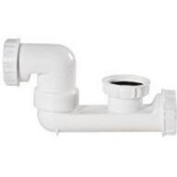 Sifón de bañera PVC blanco H124 con tapón de desagüe