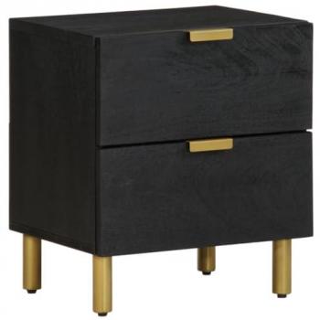 Mesita de noche de madera maciza de mango negra 40x33x46 cm