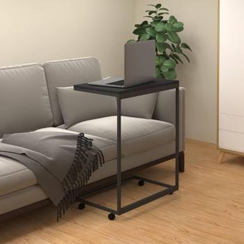 vidaXL Side Table with Wheels Black 55x35x70 cm Engineered Wood