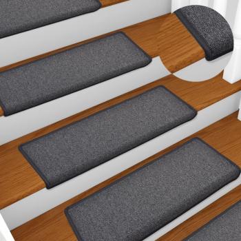Esteras de escalera 15 piezas 65x21x4 cm gris oscuro