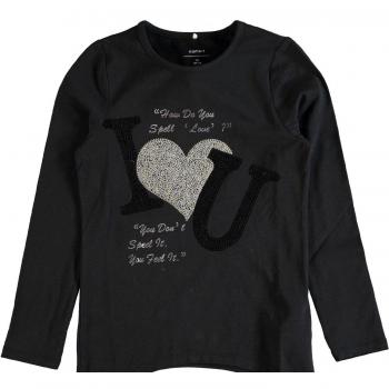 NAME IT Camiseta Manga Larga NIÑA ISENG - 122-128, Negro