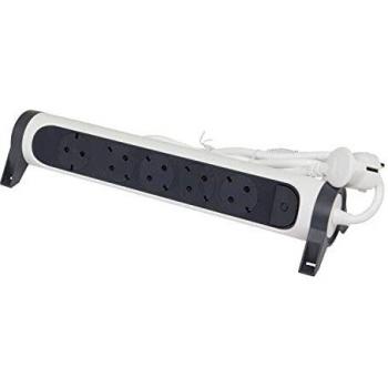 Legrand, Regleta giratoria, 5 enchufes, enchufe múltiple, montaje en pared o mesa, interruptor LED, cable de 5 m, color blanco y negro, 694542