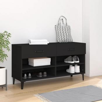 Mueble zapatero de madera contrachapada negro 102x35x55 cm vidaXL