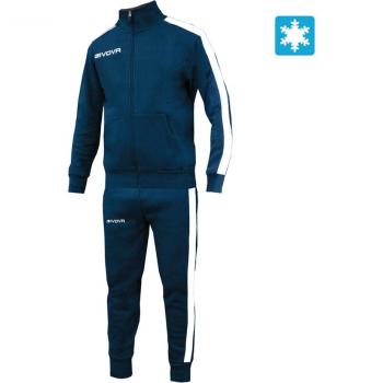 Givova Chándal Rev S Azul, tipo de producto: chándal, características: incluye chaqueta con cierre completo, pantalones con cintura elástica y cordón ajustable, tejido ligero y transpirable, diseño moderno y deportivo