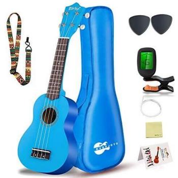 Ukelele Soprano, Principiantes Ukulele Kit 21 Pulgadas, Hawaiano Uqueleles con Bolsa, Afinador, Correa, Todo en un solo juego