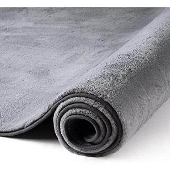 Bedsure Alfombra Dormitorio Pequeña Gris - Alfombra Habitación Matrimonio de Pelo Corto Suave Peluda, Alfombra Cuarto Lavable para Pie de Cama, 60x90 cm