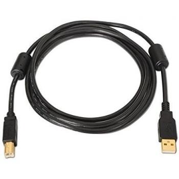 NanoCable 10.01.1204 - Cable USB 2.0 para impresora con ferrita, tipo A/M-B/M, macho-macho, negro, 4mts