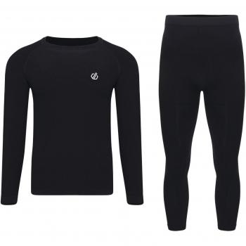 Dare 2b In The Zone Ergonomic Body Map Fit Fast Wicking & Quick Drying Anti-Bacterial Performance Base Layer Set with Seam Smart Seamless Technology Ropa Interior, Hombre, Negro, Small
