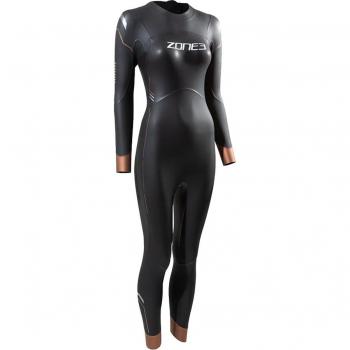 Traje de neopreno Zone3 Agile Thermal para mujer en color negro, gris y naranja, talla L