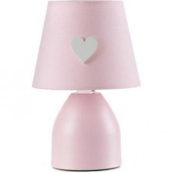 Lámpara de mesa TITTA Metal y Tela Rosa con pantalla cónica redonda