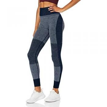 Marca Amazon - AURIQUE Mallas de Deporte sin Costuras de Tiro Alto Mujer, Azul