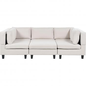 Sofá Modular U-Shape 5 Plazas con Otomana Acolchada en Tela Poliéster Beige Claro