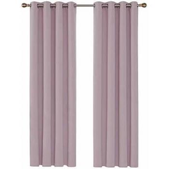 Deconovo Cortinas Dormitorio con Aislamiento Térmico Tela Lisa Gruesa Color Sólido Decoración Hogar con Ojales Conjunto de 2 Paneles 140 x 260 cm Rosa Claro