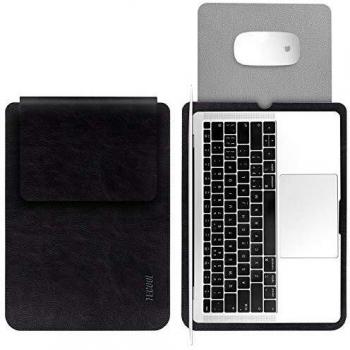 TECOOL 13 Pulgadas Funda Portátil, Funda de Cuero Protectora Bolsa Ordenador Laptop Sleeve para MacBook Air 13 / MacBook Pro 13.3 Retina, 13.5 Surface Laptop 1 2 3, MateBook D 14, DELL XPS 13 - Negro