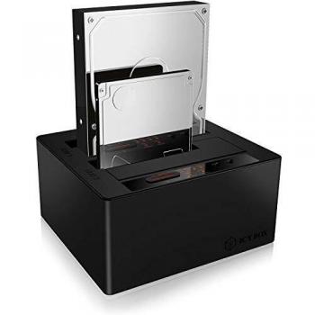 Icy Box Estación de Acoplamiento de 2 bahías para Discos Duros SATA de 2,5 y 3,5 y SSD, USB 3.1 Tipo-C