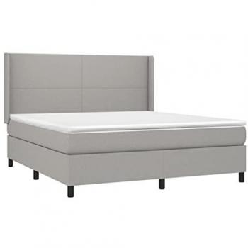 Cama box spring colchón y luces LED tela gris claro 180x200 cm Vidaxl