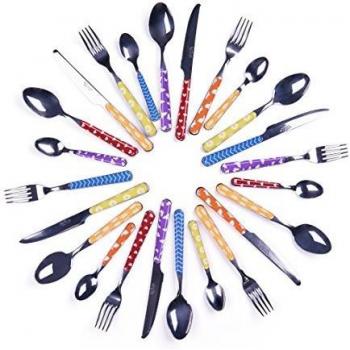 Excelsa Enjoy Servicio de 24 Cubiertos, Acero Inoxidable, Multicolor