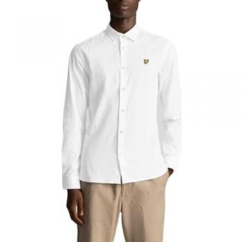 Camisa Lyle & Scott Blanca de Manga Larga Slim Fit para Hombre - Talla 2XL