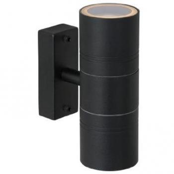Aplique de pared exterior LED Arne - 2 luces GU10, IP44, color negro, 5W