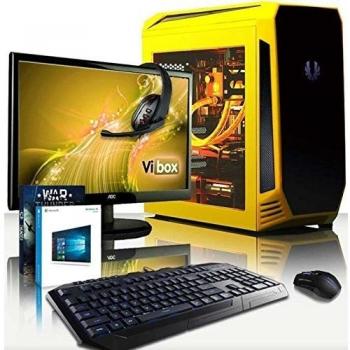 VIBOX Apache Paquet 9.61 - 4,0GHz AMD FX 6-Core CPU, GTX 1060 GPU, Extremo, Ordenador de sobremesa Gaming con enfriador por agua con monitor, Windows 10, Iluminaciàn interna amarillo