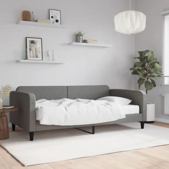Sofá cama con colchón de tela gris oscuro 100x200 cm