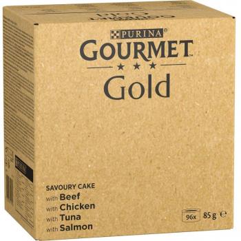 Purina Gourmet Gold Tartelette Multipack Comida Húmeda para Gatos - Sabores Buey, Pollo, Atún y Salmón - 96 x 85 g Latas