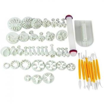 46pcs Fondant Decoración de Tartas glaseado émbolo cortadores herramientas molde