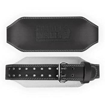 Gorilla Wear 6-Inch Padded Leather Lifting Belt - Black - S/M