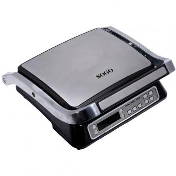 Sandwichera Press Grill Digital Sogo SAN-SS-7141 - Plancha Grill con Pantalla Digital, 4 Rebanadas, 2000W, Revestimiento Acabado en Piedra