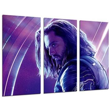 Set de Cuadros Decorativos de Superhéroes Marvel - Bucky Barnes y Los Vengadores: Impresión Digital sobre Madera, Incluye 3 Cuadros XXL