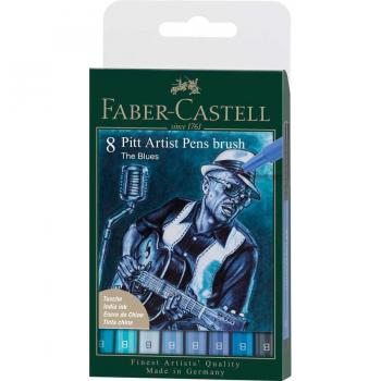 Faber-Castell Pitt Artist Pen Brush - Estuche de 8 tonos azules