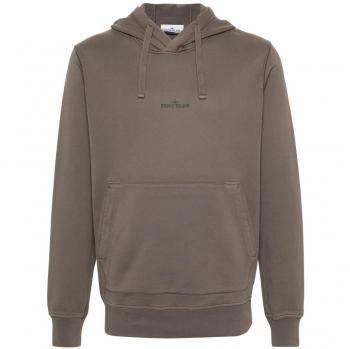Stone Island Men's Brown Logo Cotton Hoodie - Size Large