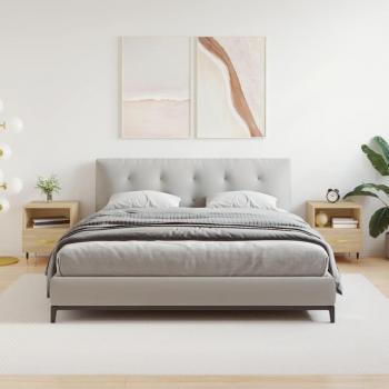 Mesita de noche 2 unidades madera ingeniería 40x35x47,5 cm Blanco brillante y Roble Sonoma para habitación, salón o estudio, mesa auxiliar
