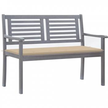Banco de jardín 2 asientos con almohada 120cm gris en eucalipto