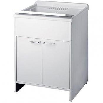 Negrari 9002 K, Lavabo del Baño en 2 Puertas, Blanco, 60 x 85 x 50 cm