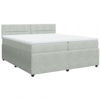 Cama box spring con colchón de muelles terciopelo gris claro 200x200 cm
