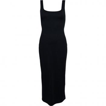Vestido Midi de Punto Sin Mangas con Escote Cuadrado para Mujer Superdry - Negro, Talla XL