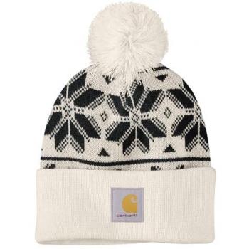 Gorro de punto jacquard con pompones Carhartt para mujer - Blanco - Talla única